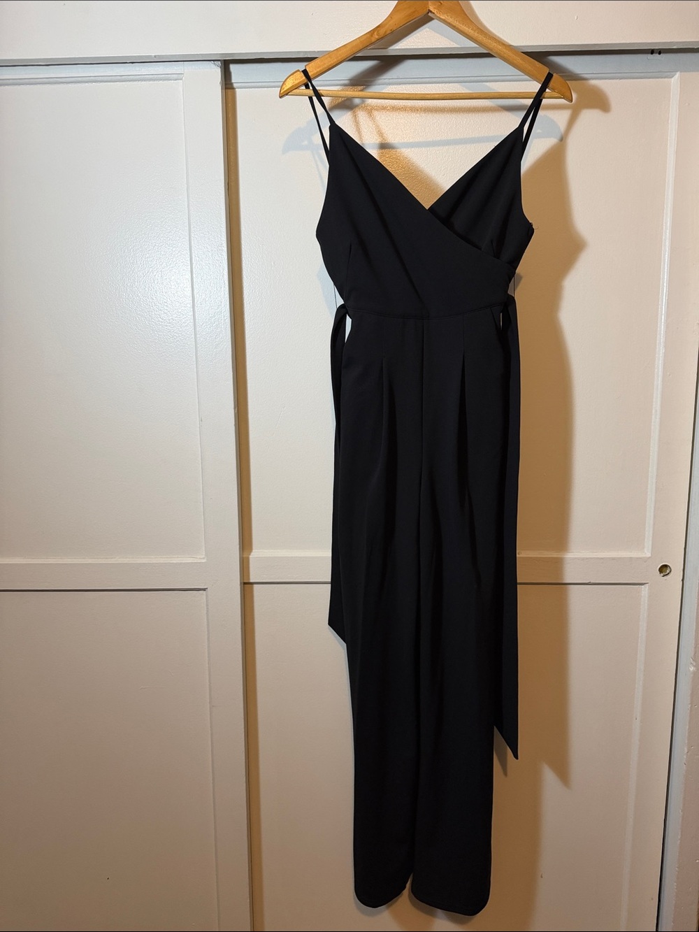 Black Wrap-Front Women's Jumpsuit